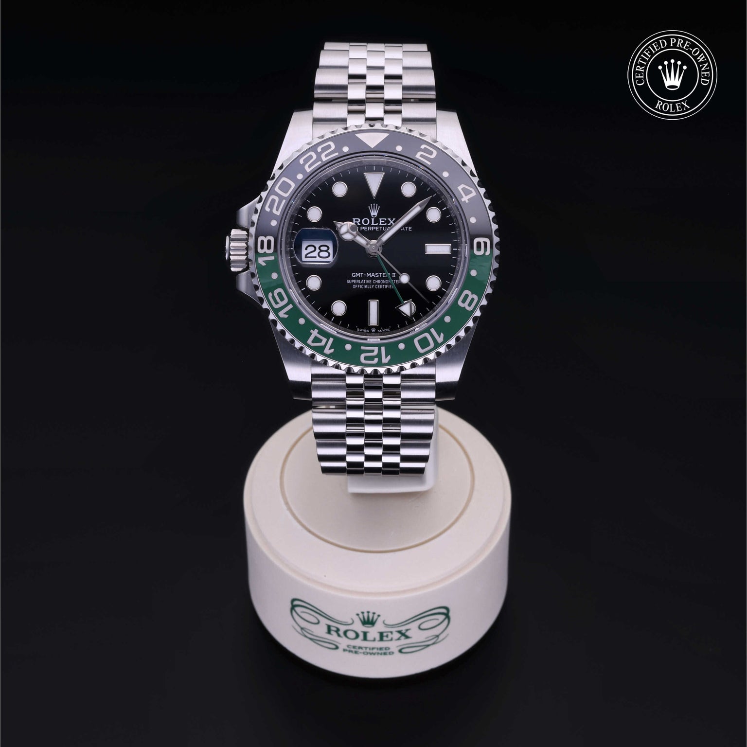 Rolex Certified Pre-owned GMT M126720VTNR-0002 front on black background