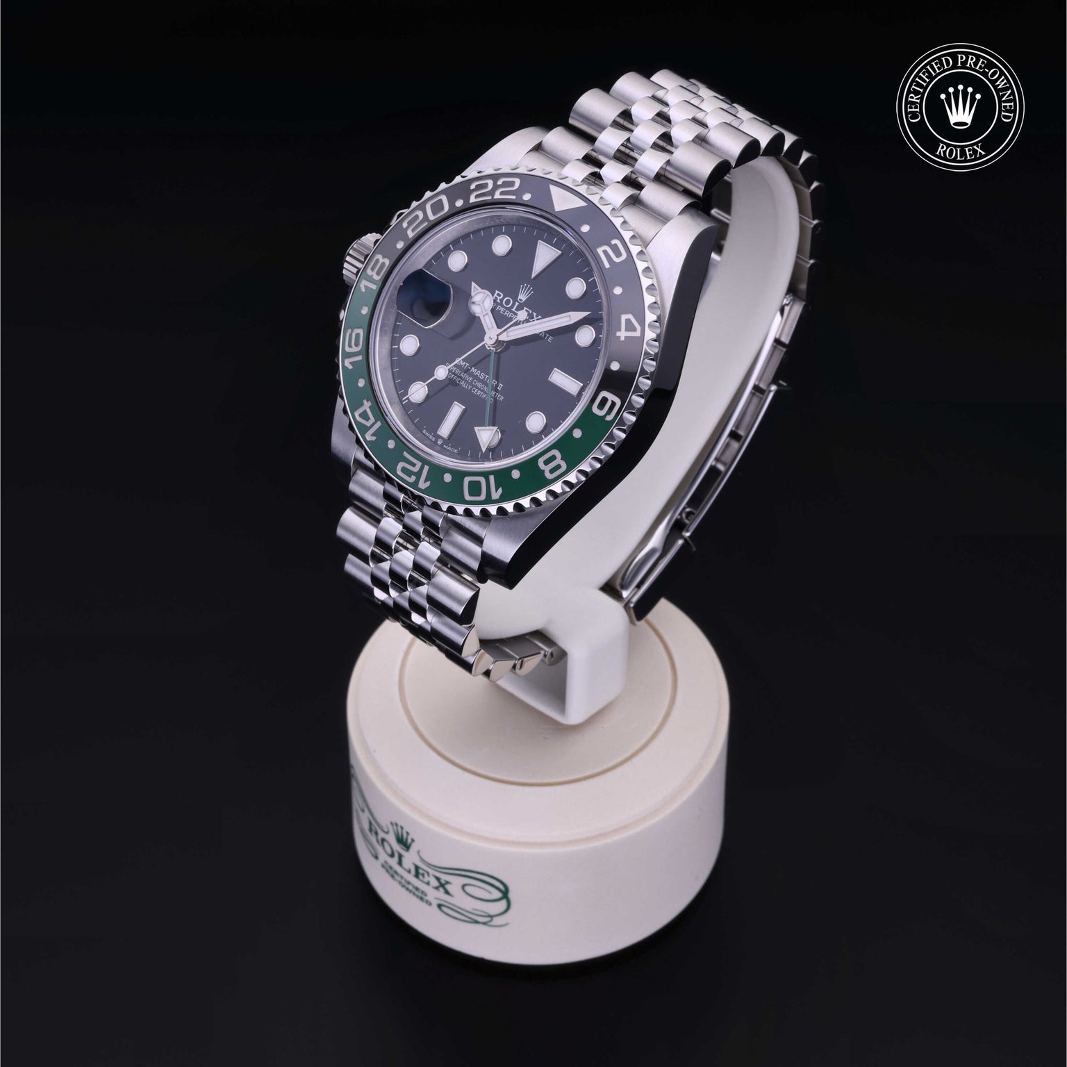Rolex Certified Pre-owned GMT M126720VTNR-0002 front on black background