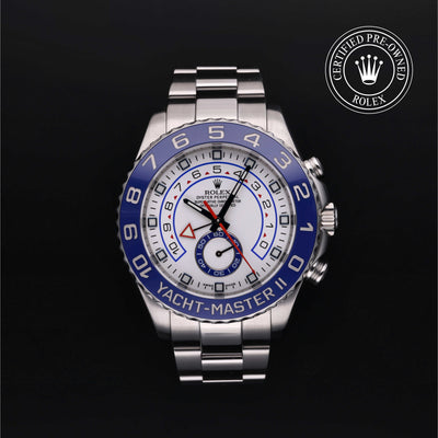 Rolex Certified Pre-owned Yacht-Master M116680-0001 front on black background