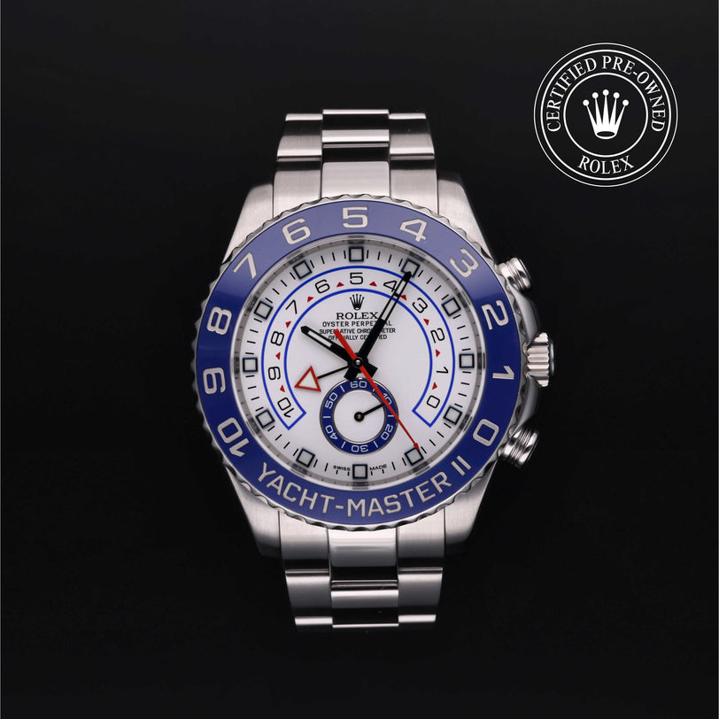 Rolex Certified Pre-owned Yacht-Master M116680-0001 front on black background