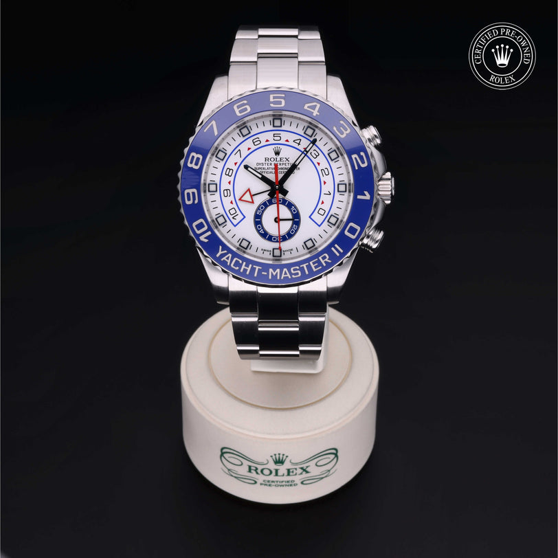 Rolex Certified Pre-owned Yacht-Master M116680-0001 front on black background