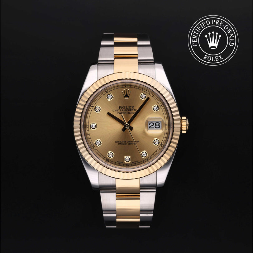 Rolex Certified Pre-owned Datejust M126333-0011 front on black background