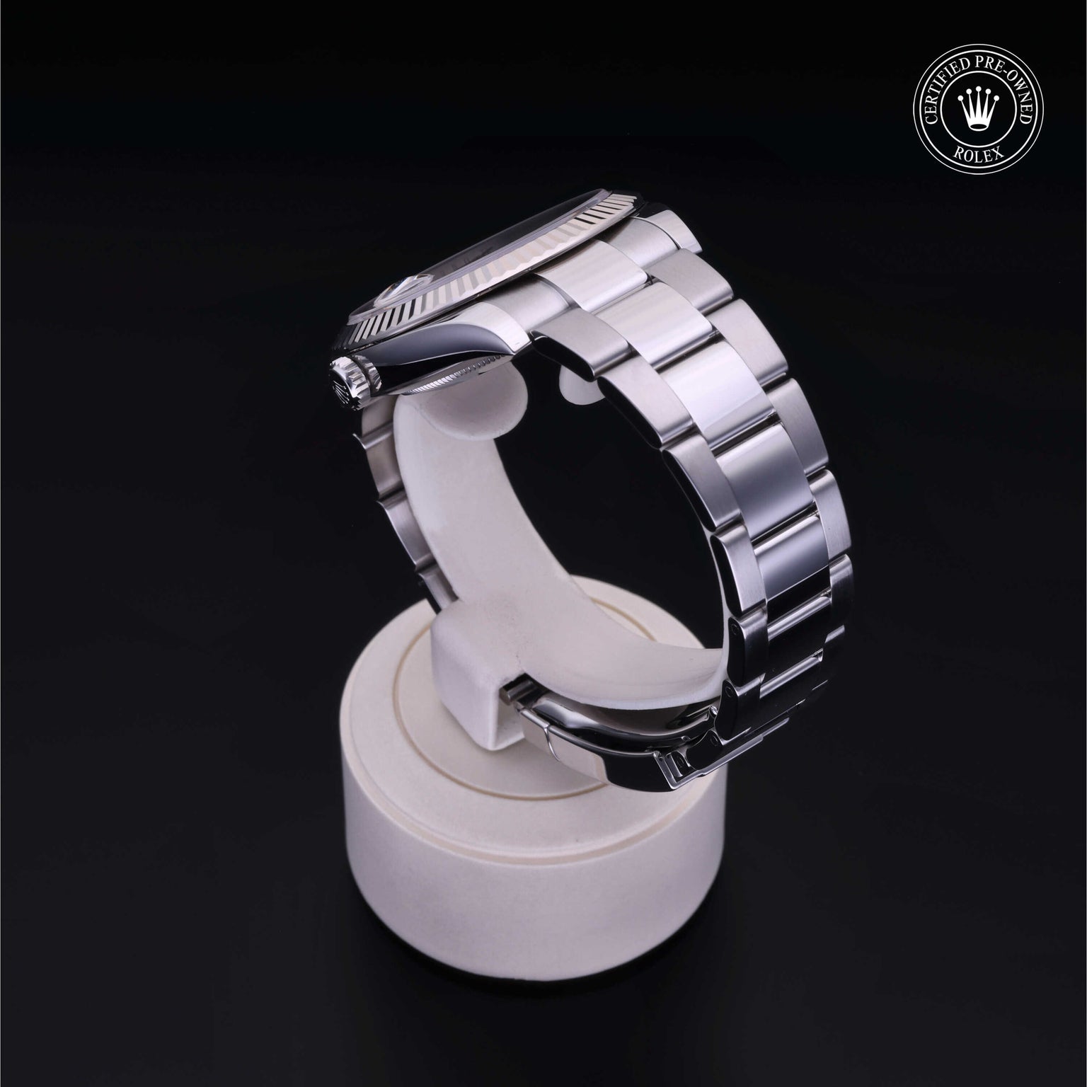 Rolex Certified Pre-owned Datejust M126334-0015 front on black background