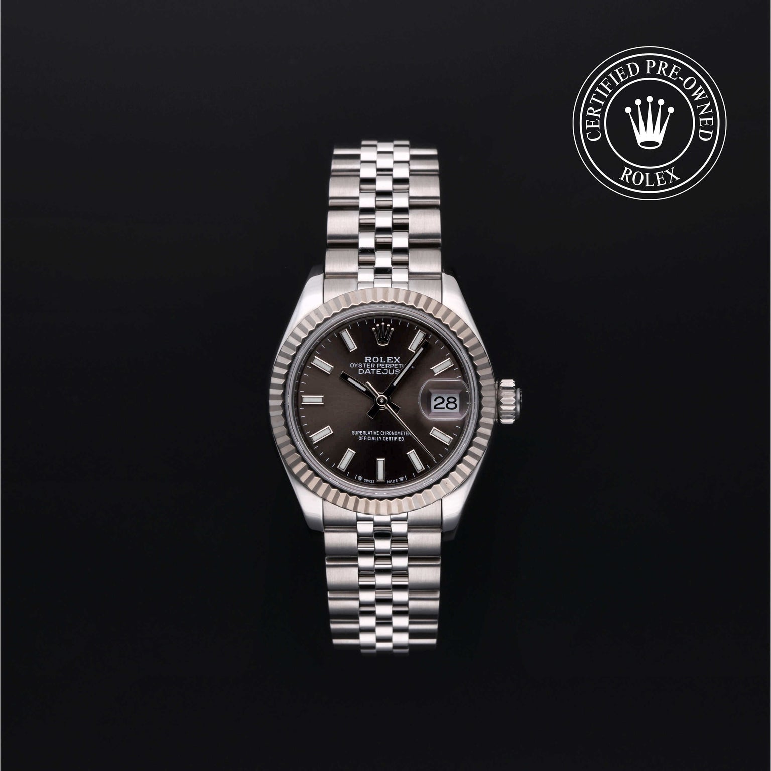 Rolex Certified Pre-owned Lady Datejust M279174-0011 front on black background