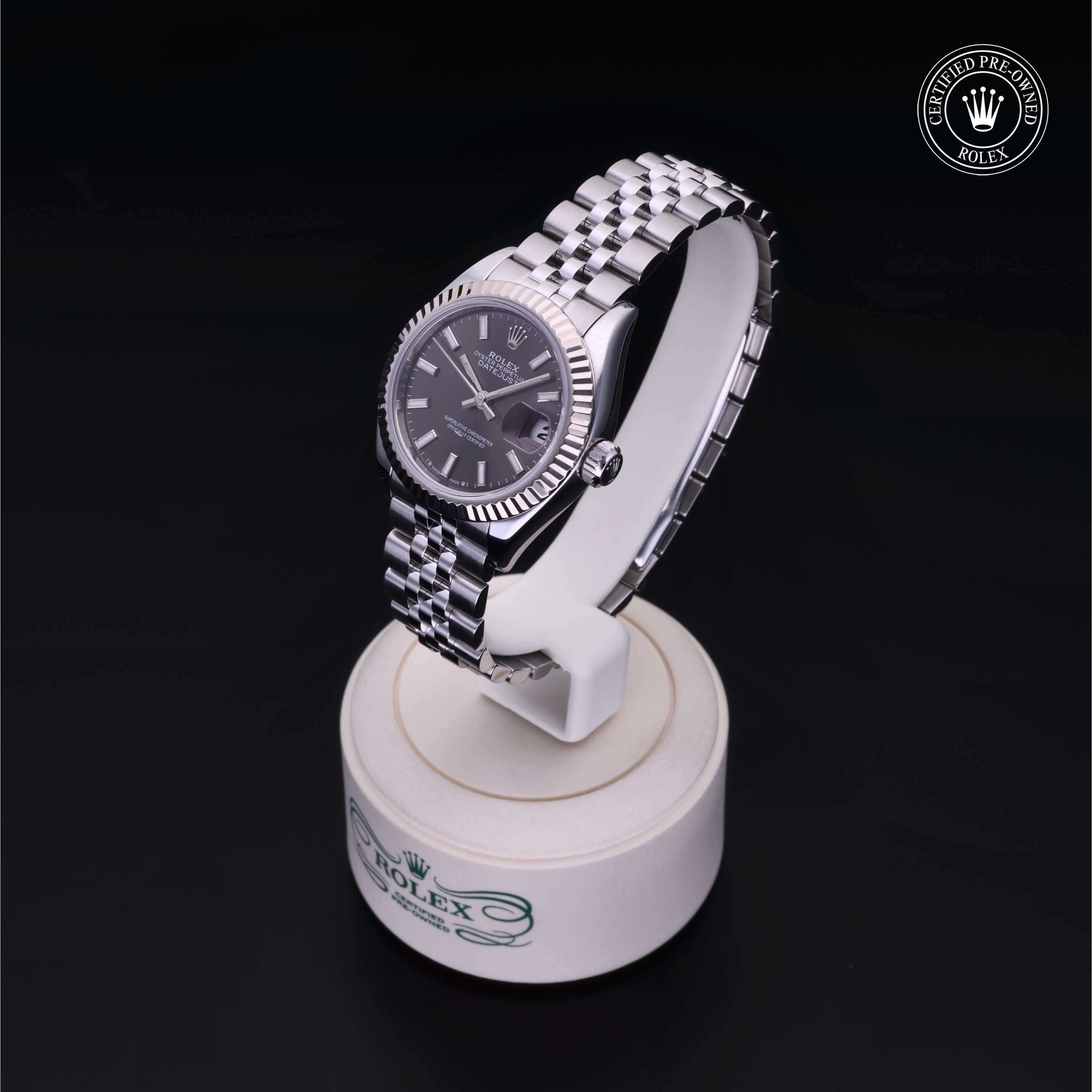 Rolex Certified Pre-owned Lady Datejust M279174-0011 front on black background