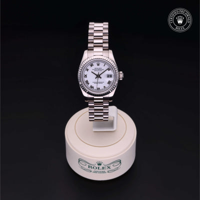 Rolex Certified Pre-owned Lady Datejust M179179-0003 front on black background