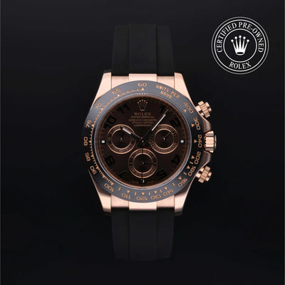 Rolex Certified Pre-owned Daytona M116515LN-0015 front on black background