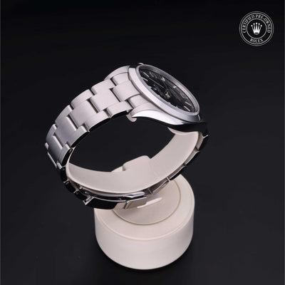 Rolex Certified Pre-owned Explorer M214270-0001 front on black background