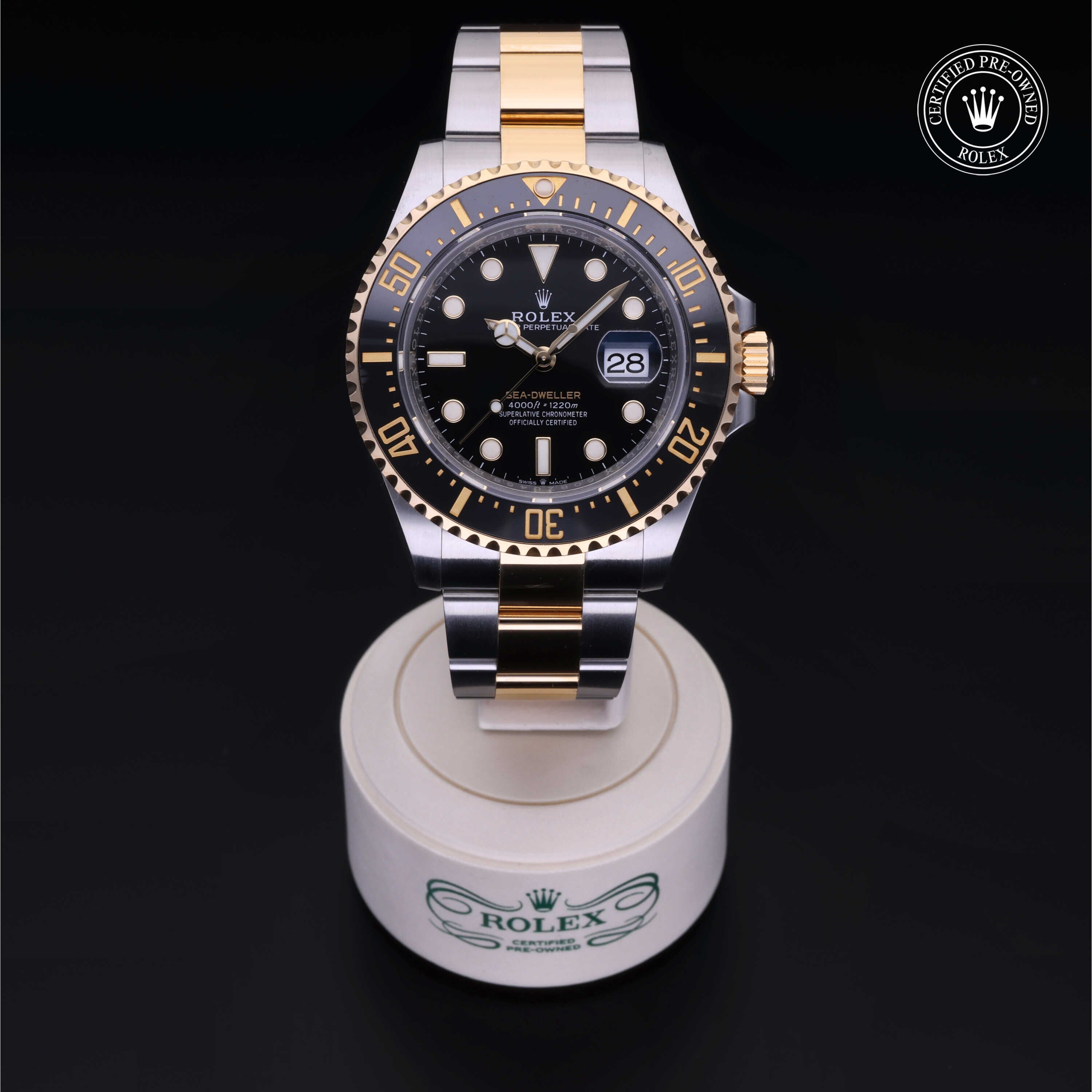 Rolex Certified Pre-owned Sea-Dweller M126603-0001 front on black background