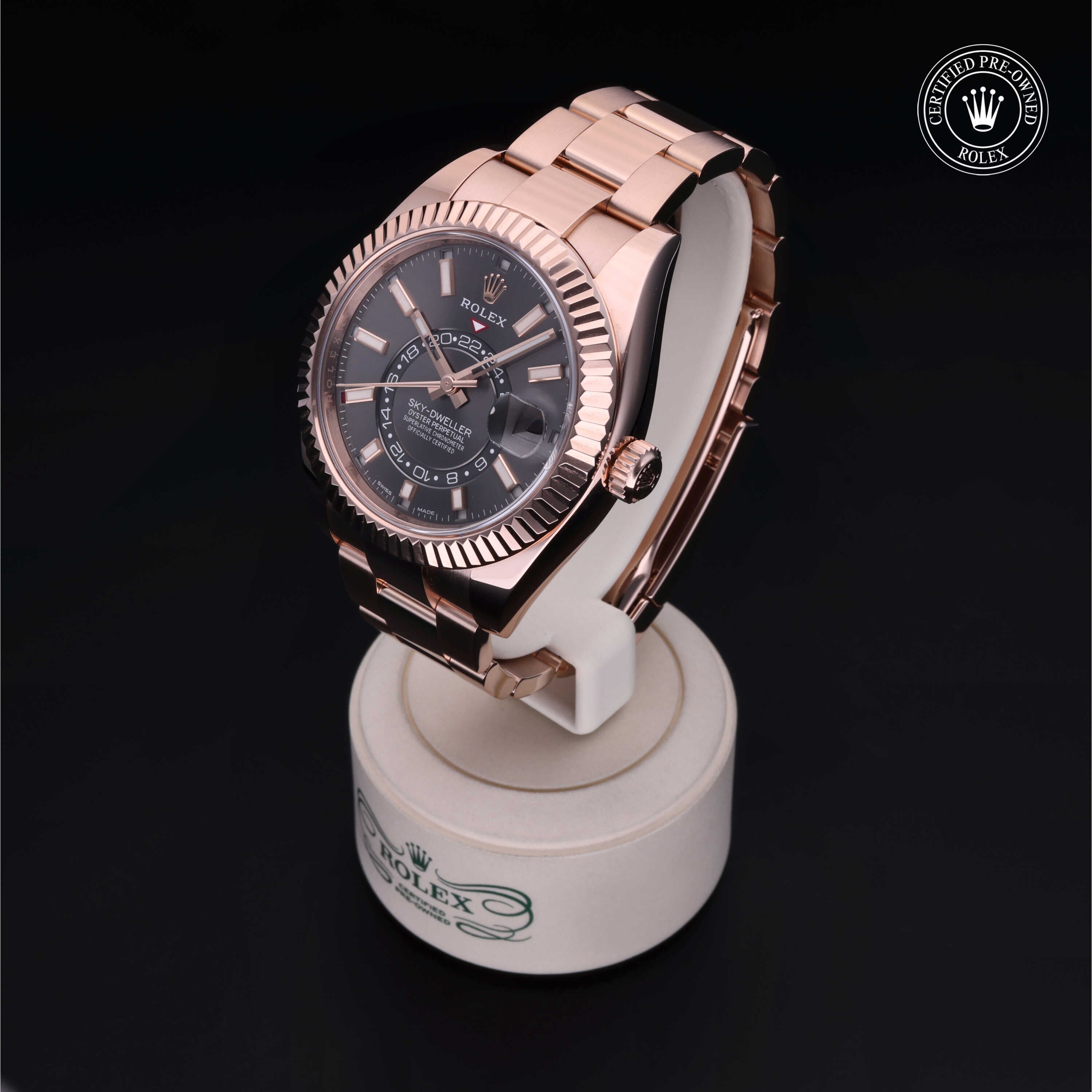 Rolex Certified Pre-owned Sky-Dweller M326935-0007 front on black background