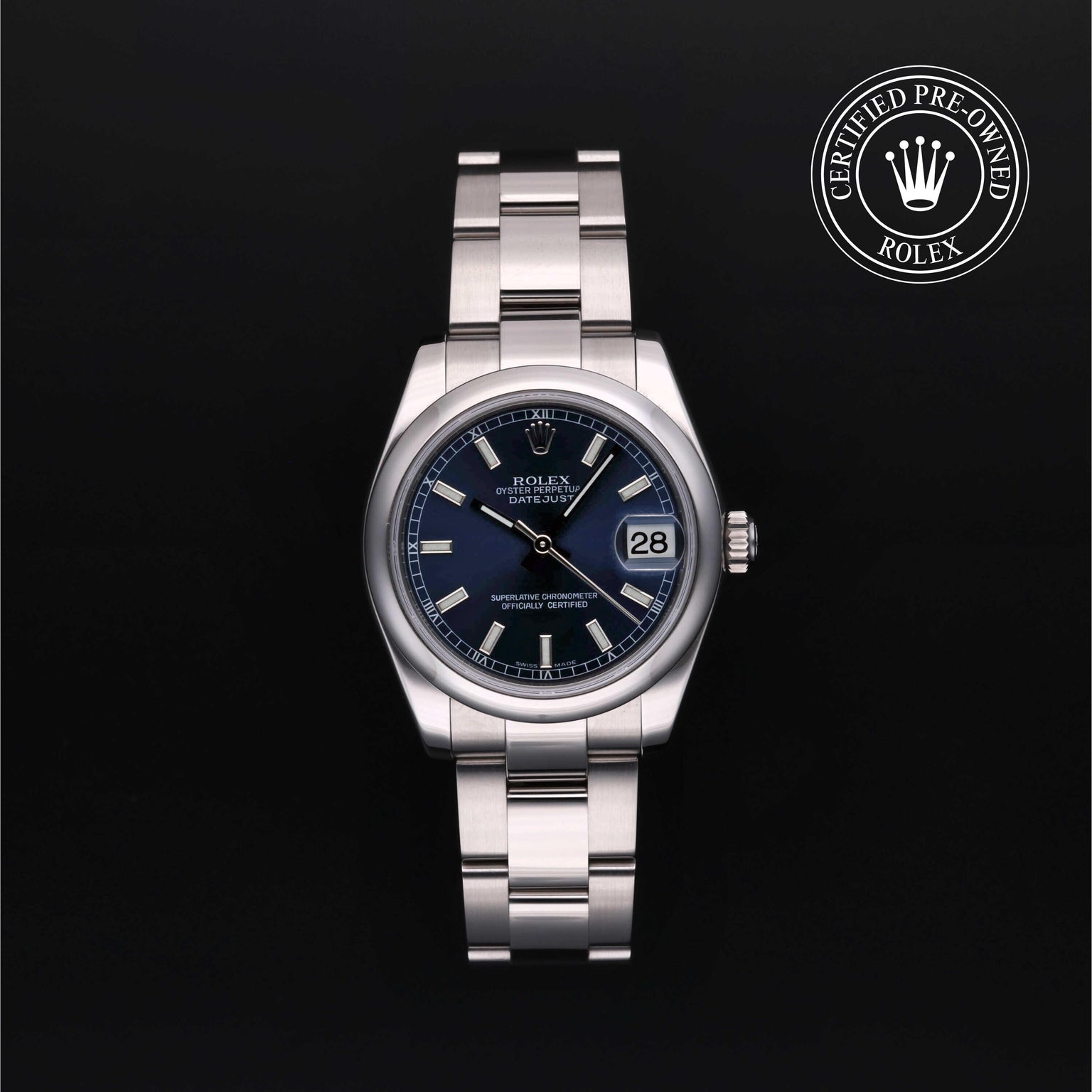 Rolex Certified Pre-owned Lady Datejust M178240-0023 front on black background