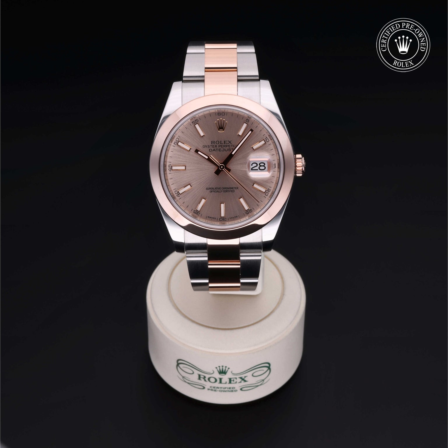 Rolex Certified Pre-owned Datejust M126301-0007 front on black background