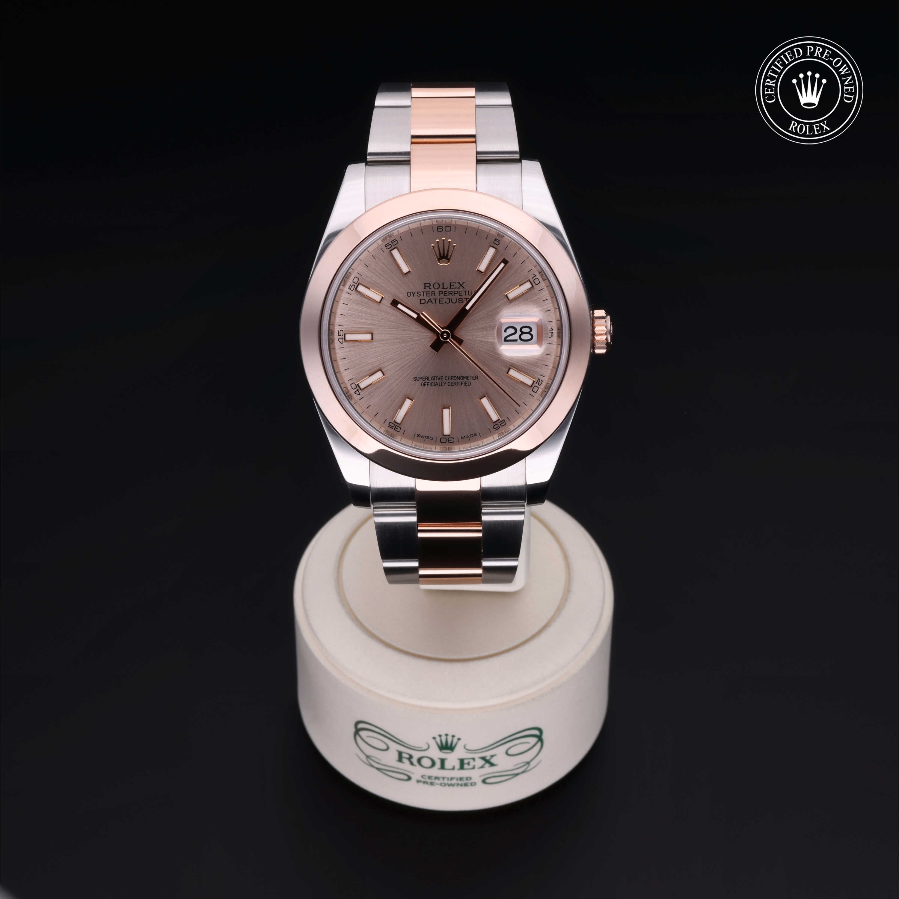 Rolex Certified Pre-owned Datejust M126301-0007 front on black background