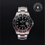 Rolex Certified Pre-owned GMT M16710-0005 front on black background