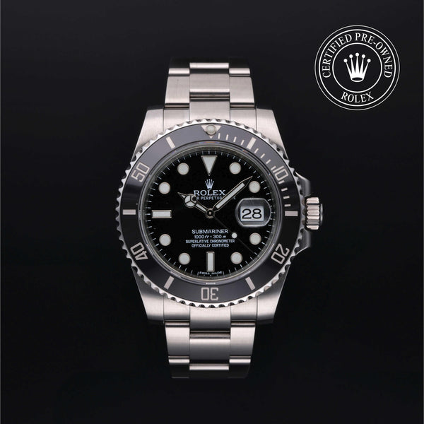 Rolex CPO Submariner M116610LN front on white background