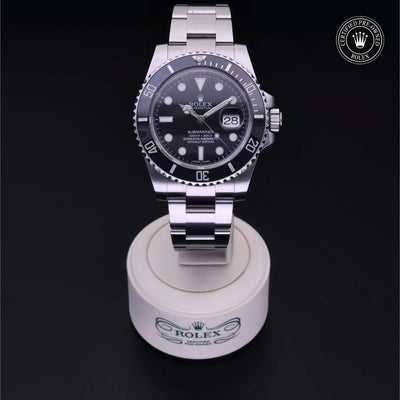 Rolex CPO Submariner M116610LN front on white background