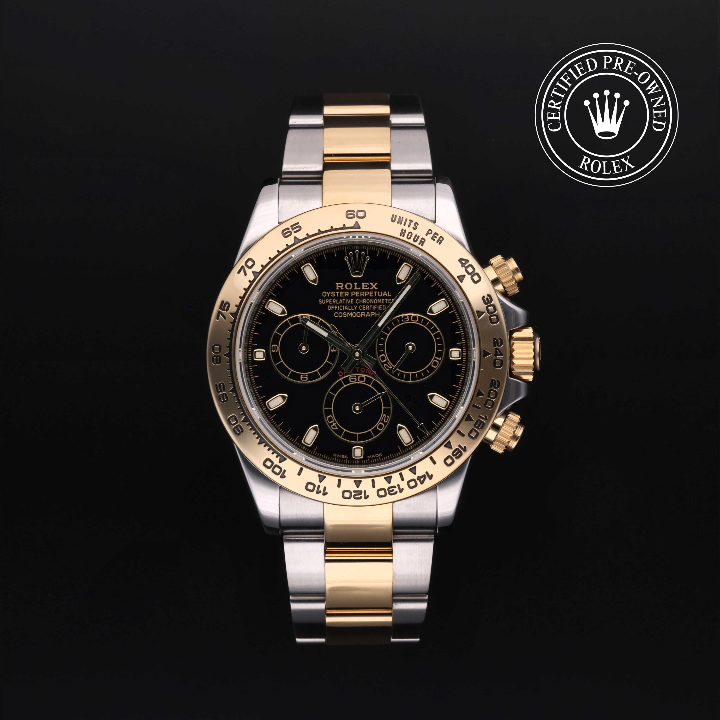 Rolex Certified Pre-owned Daytona M116503-0004 front on black background