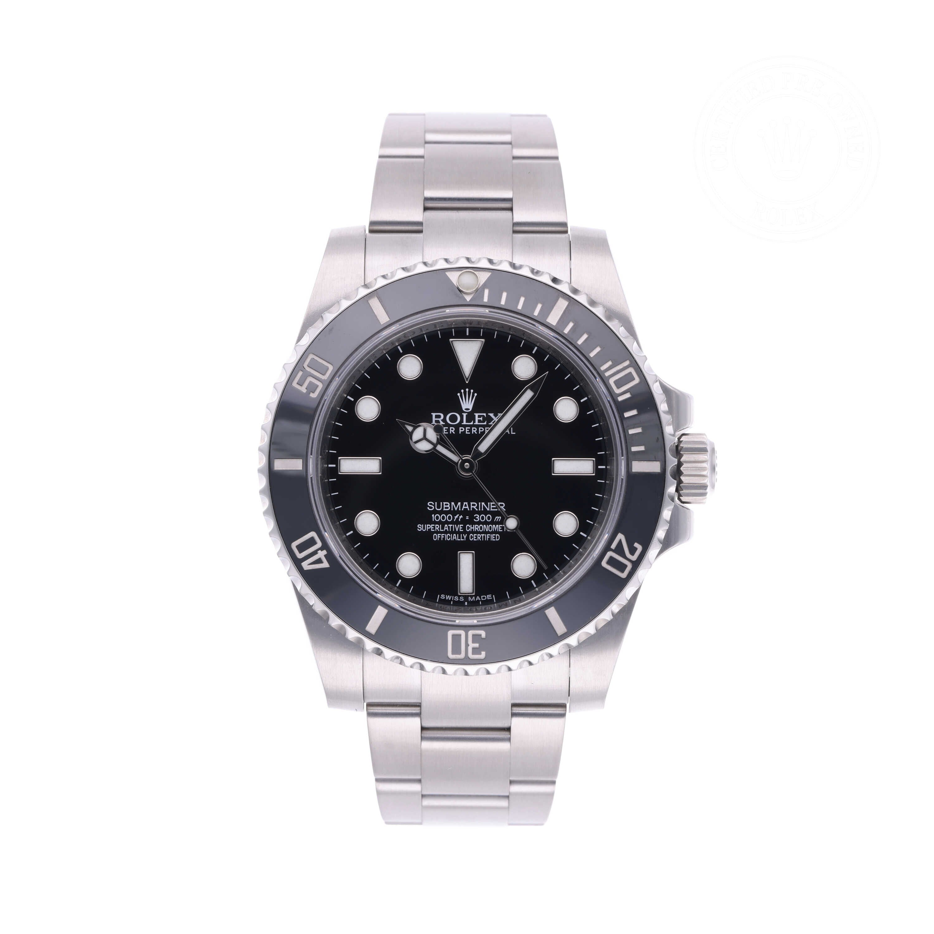 Rolex Certified Pre-owned Submariner M114060-0002 front on white background