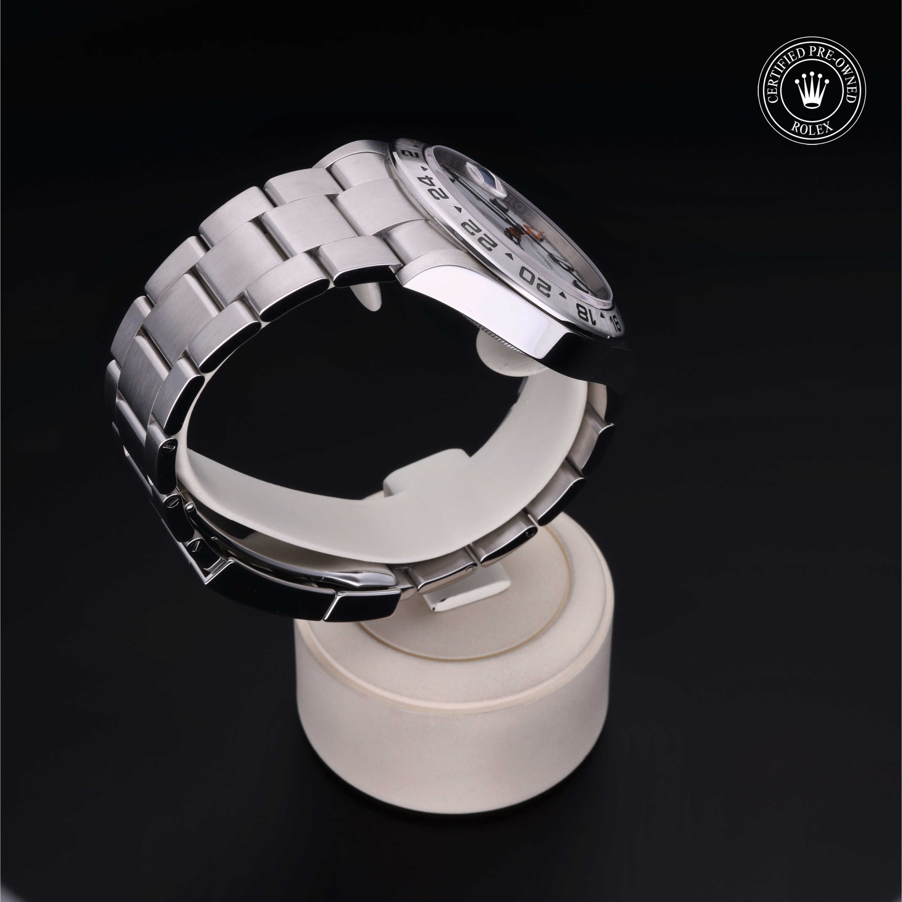 Rolex Certified Pre-owned Explorer M226570-0001 front on black background