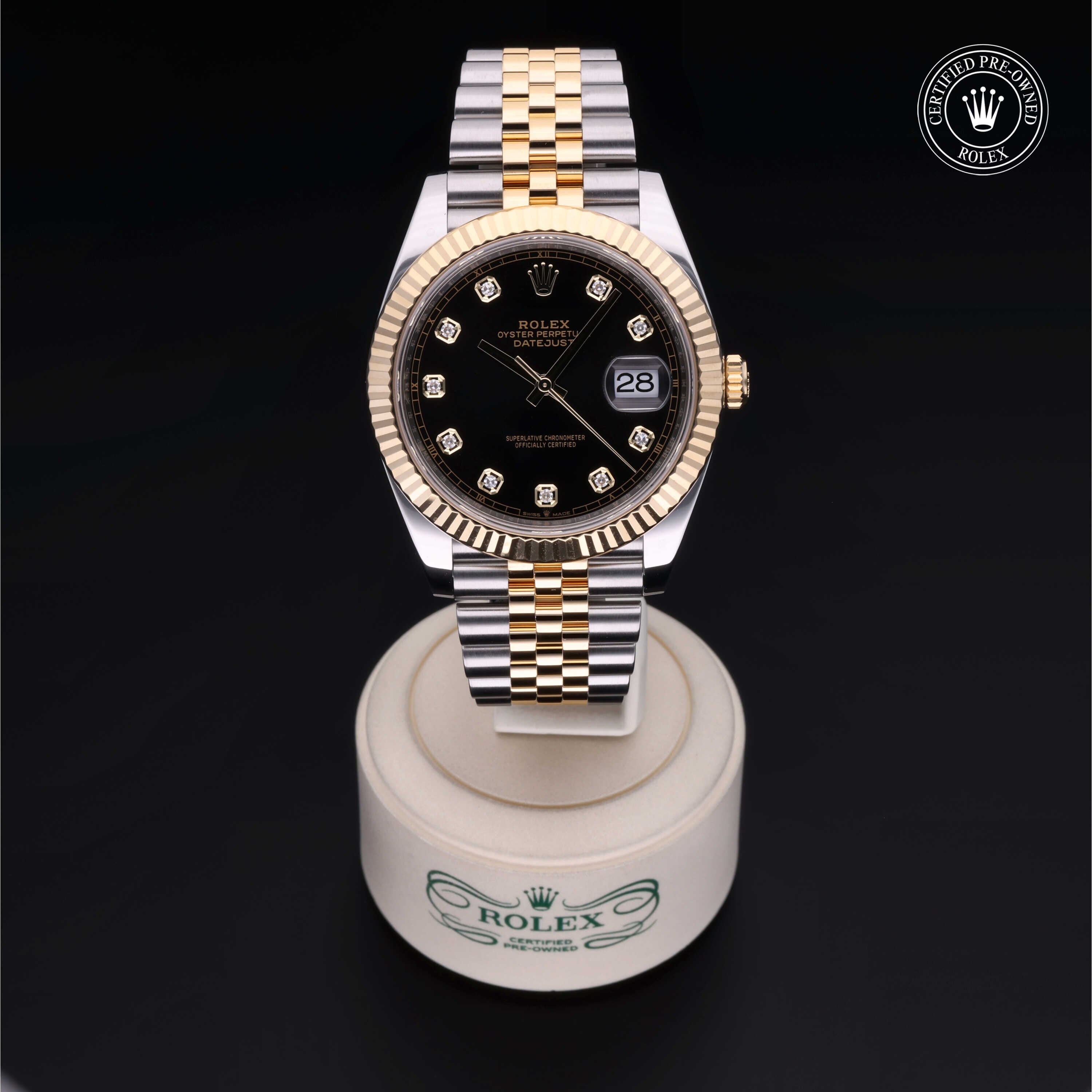 Rolex Certified Pre-owned Datejust M126333-0006 front on black background