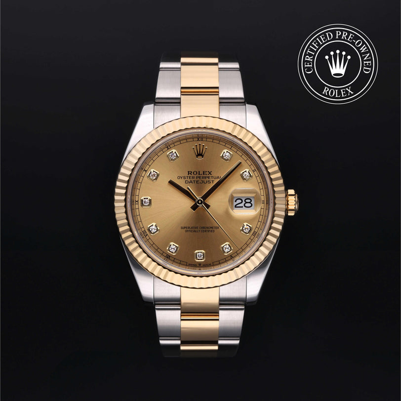 Rolex Certified Pre-owned Datejust M126333-0011 front on black background