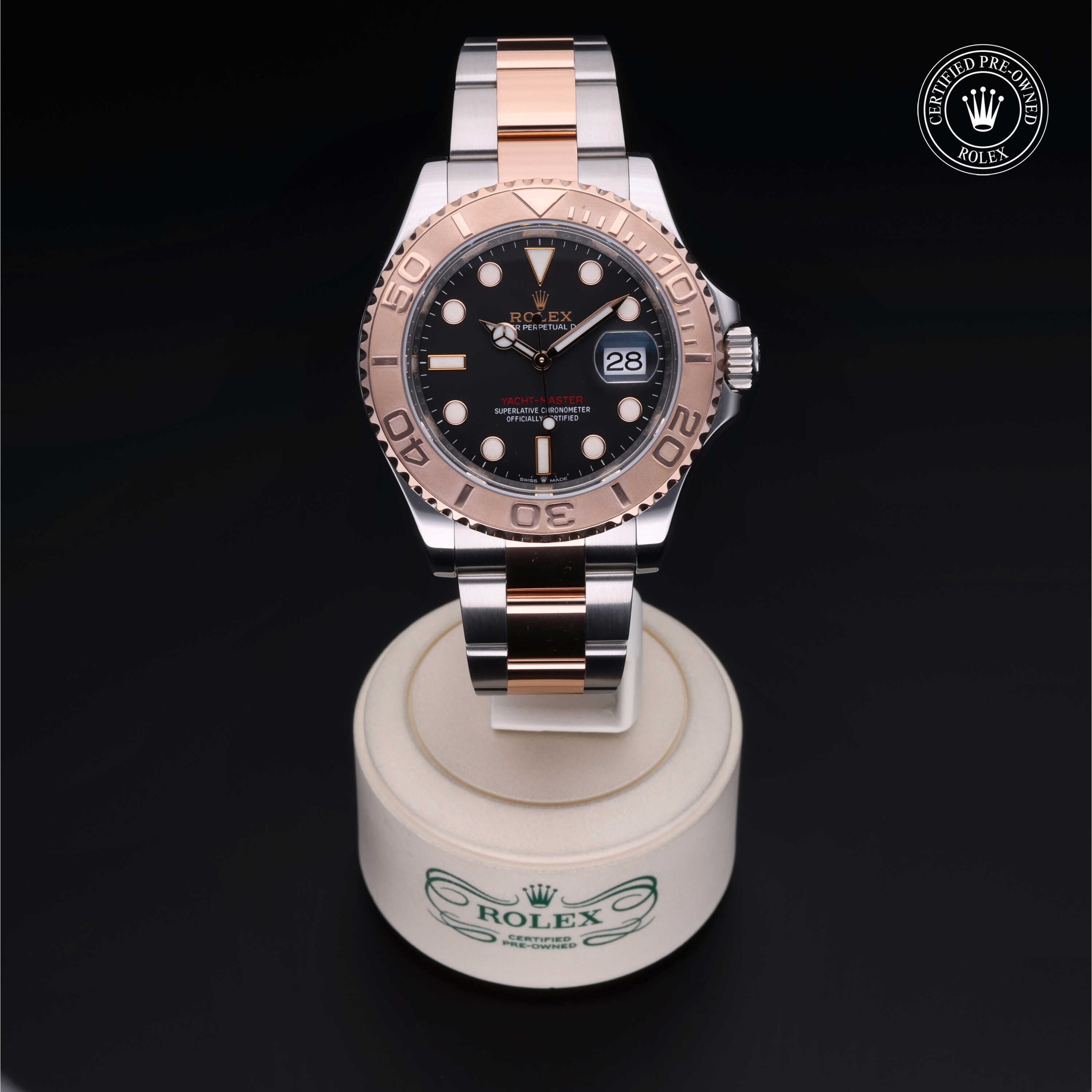 Rolex Certified Pre-owned Yacht-Master M126621-0002 front on black background