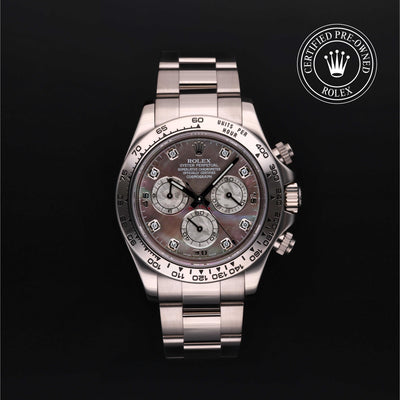 Rolex Certified Pre-owned Daytona M116509-0044 front on black background
