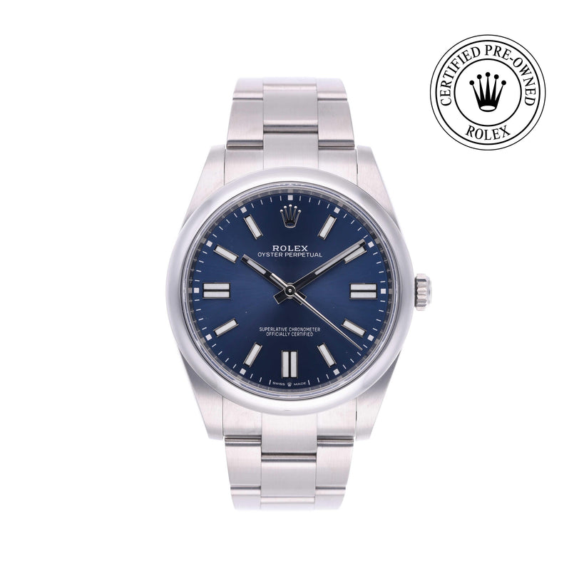 Rolex Certified Pre-owned Oyster Perpetual M124300-0003 front on white background