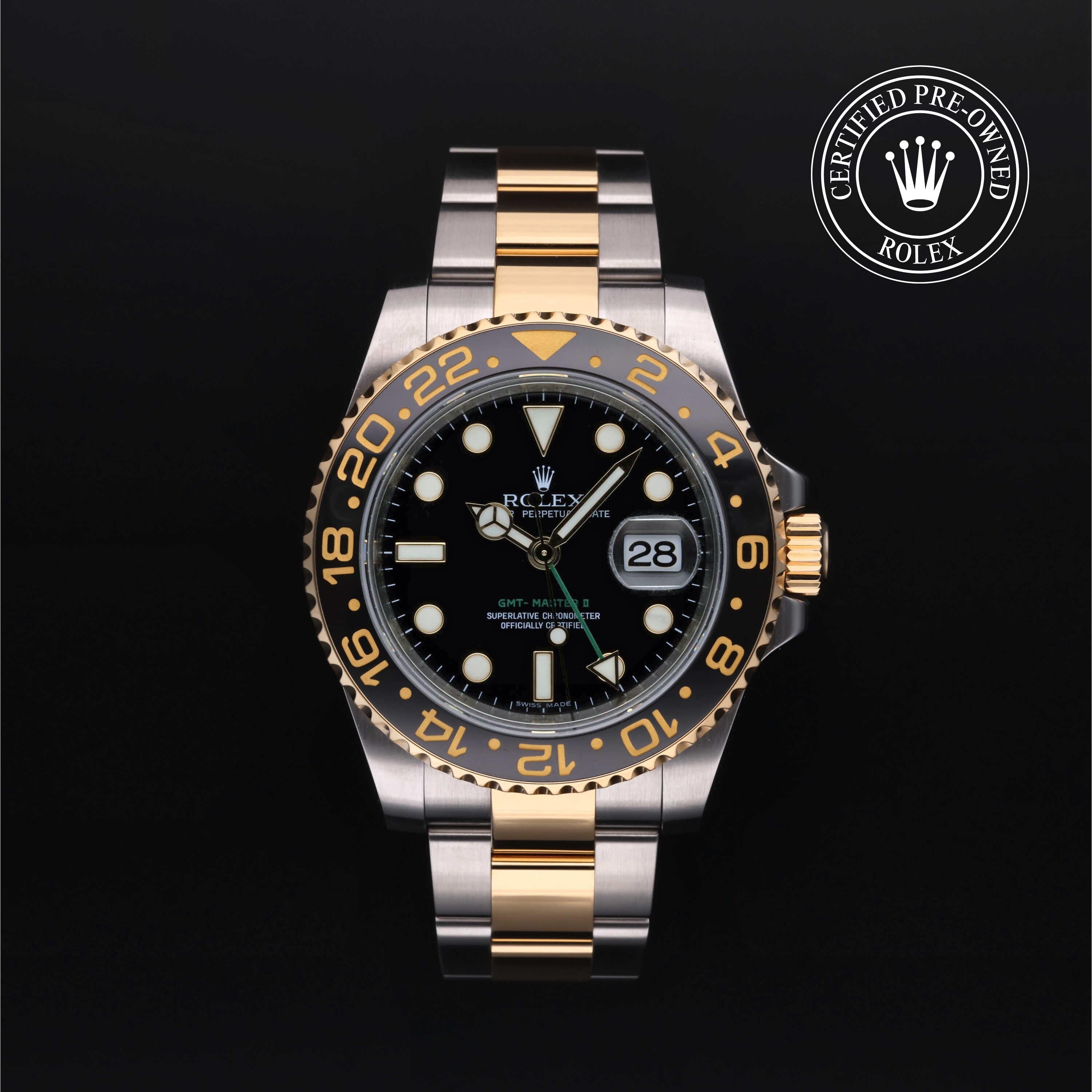 Rolex CPO GMT M116713LN front on white background