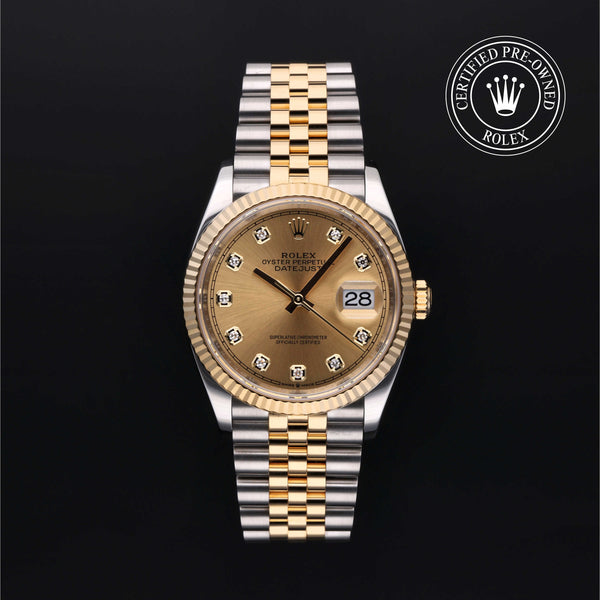 Rolex Certified Pre-owned Datejust M126233-0017 front on black background