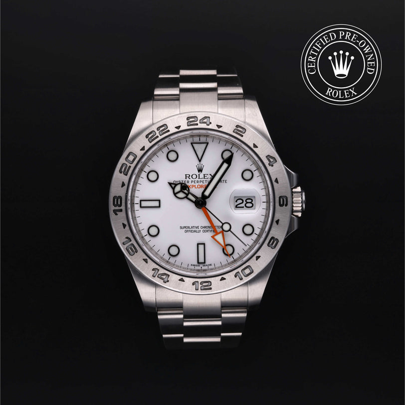 Rolex Certified Pre-owned Explorer M216570-0001 front on black background