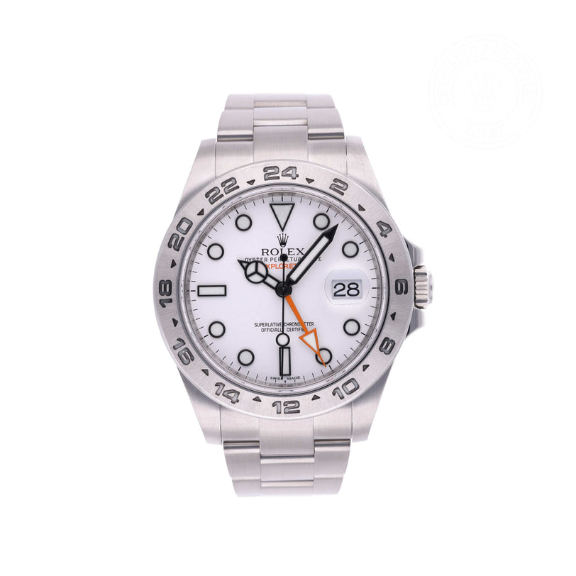 Rolex Certified Pre-owned Explorer M216570-0001 front on white background
