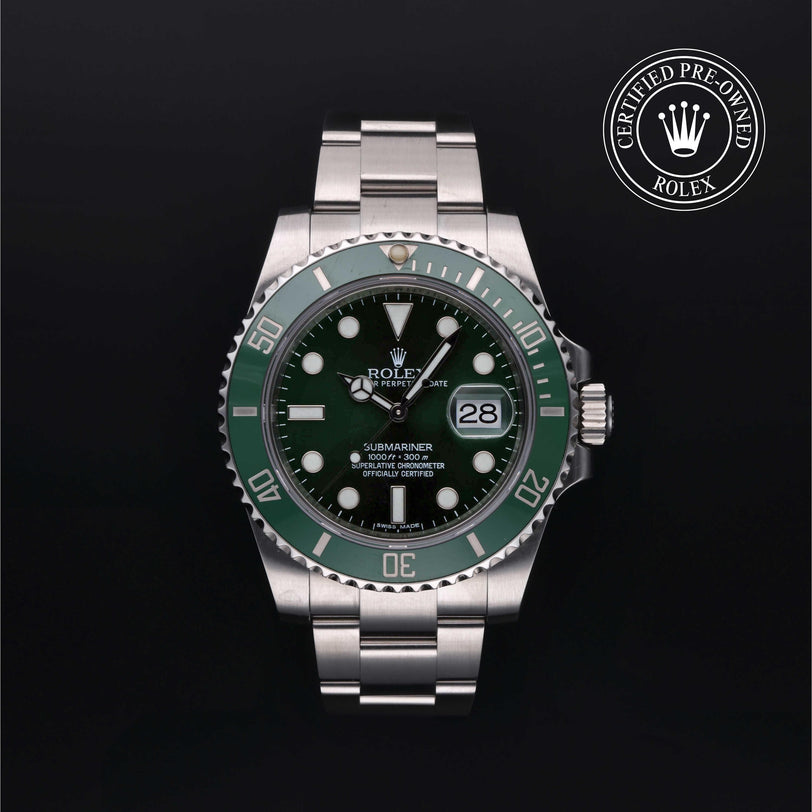 Rolex CPO Submariner M116610LV front on white background