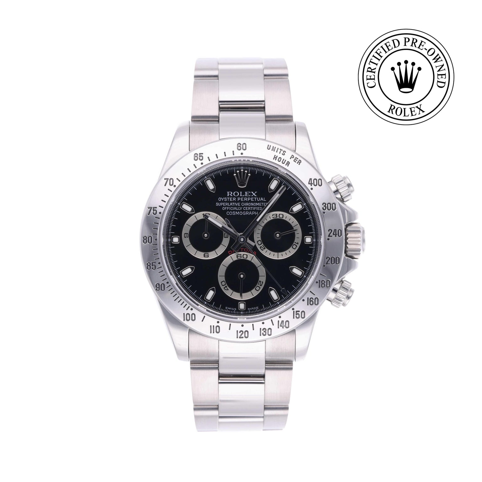 Rolex CPO Daytona M116520 front on white background