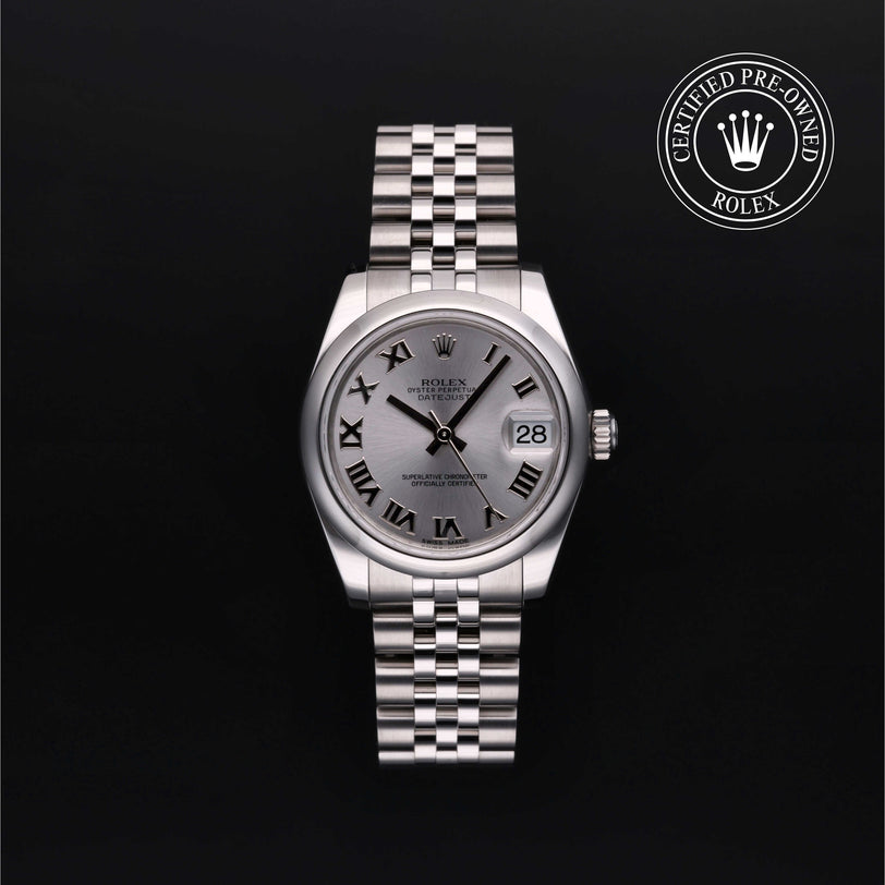 Rolex Certified Pre-owned Lady Datejust M178240-0001 front on black background