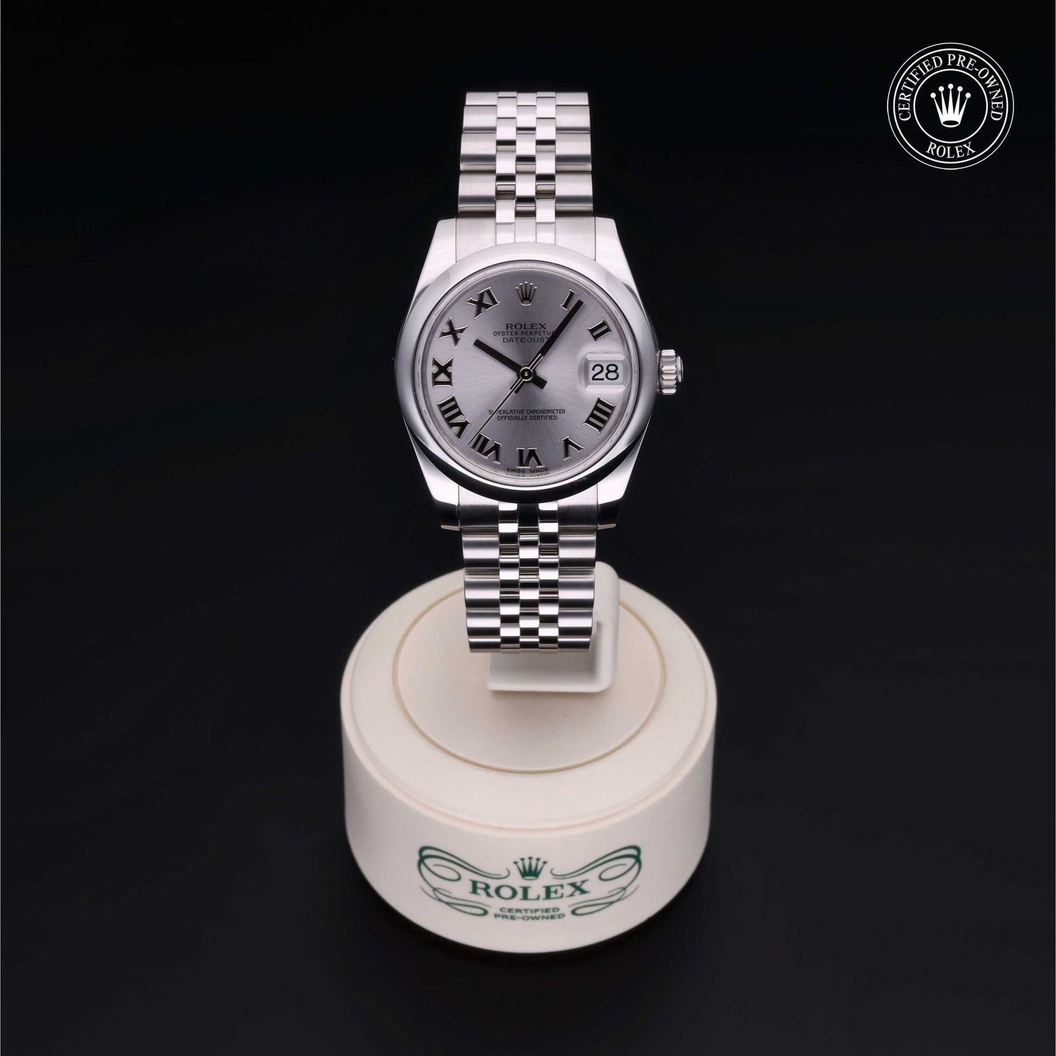Rolex Certified Pre-owned Lady Datejust M178240-0001 front on black background