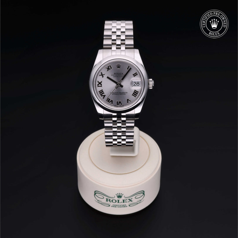 Rolex Certified Pre-owned Lady Datejust M178240-0001 front on black background