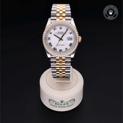 Rolex Certified Pre-owned Datejust M126283RBR-0015 front on black background