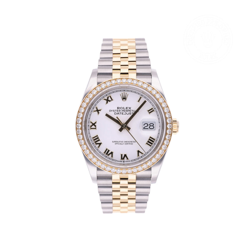 Rolex Certified Pre-owned Datejust M126283RBR-0015 front on white background