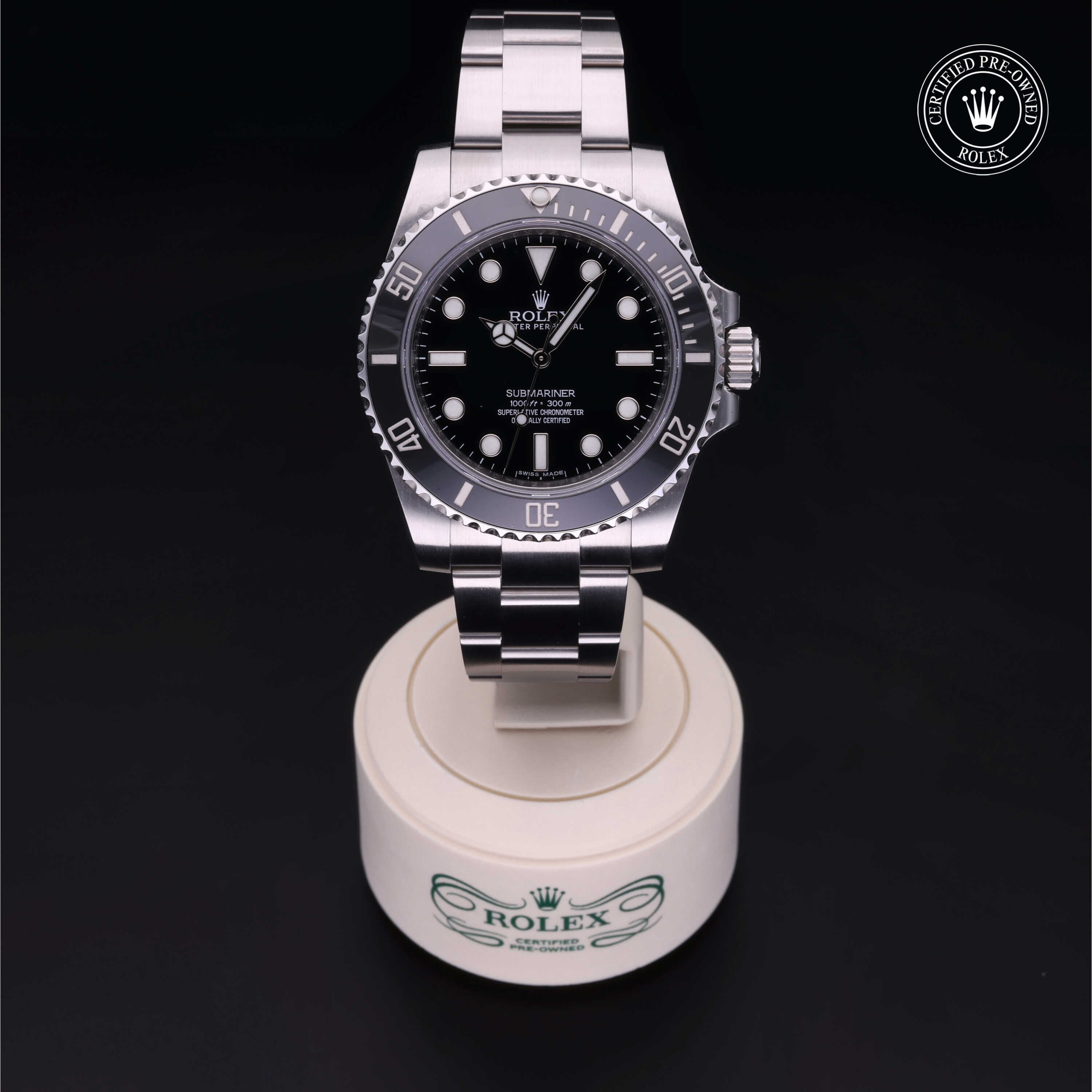 Rolex Certified Pre-owned Submariner M114060-0002 front on black background