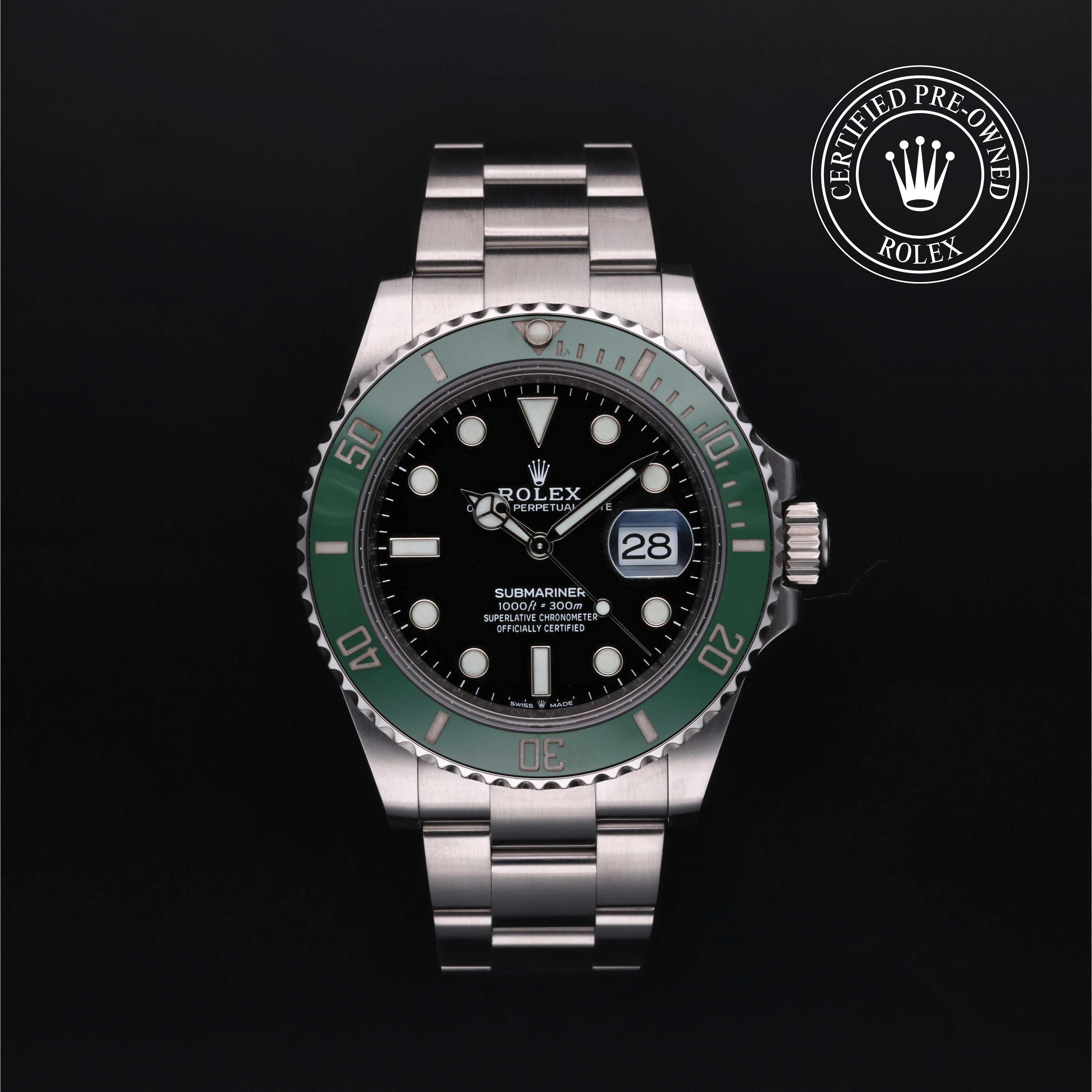 Rolex CPO Submariner M126610LV front on white background