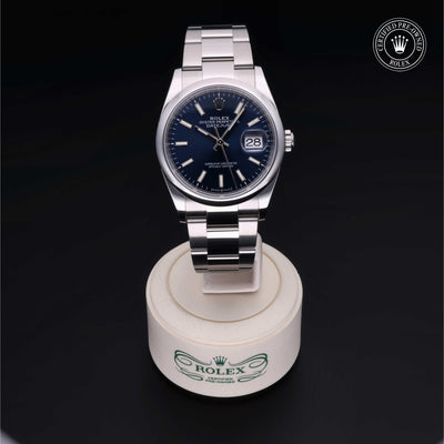 Rolex Certified Pre-owned Datejust M126200-0006 front on black background