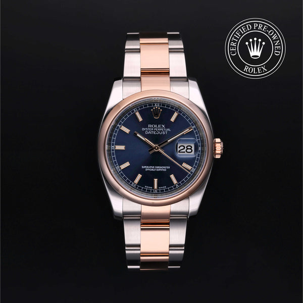 Rolex Certified Pre-owned Datejust M116201-0089 front on black background
