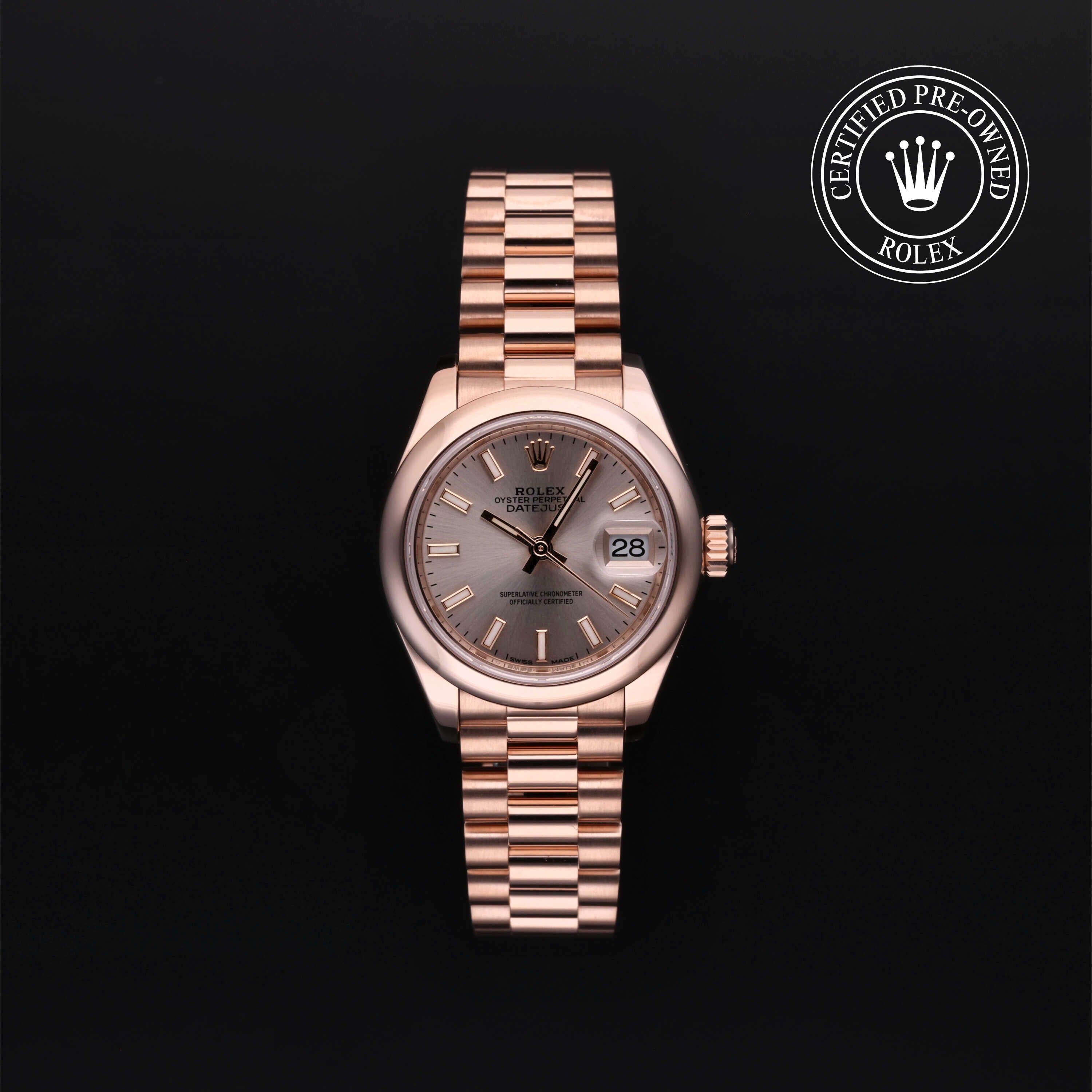 Rolex Certified Pre-owned Lady Datejust M279165-0001 front on black background