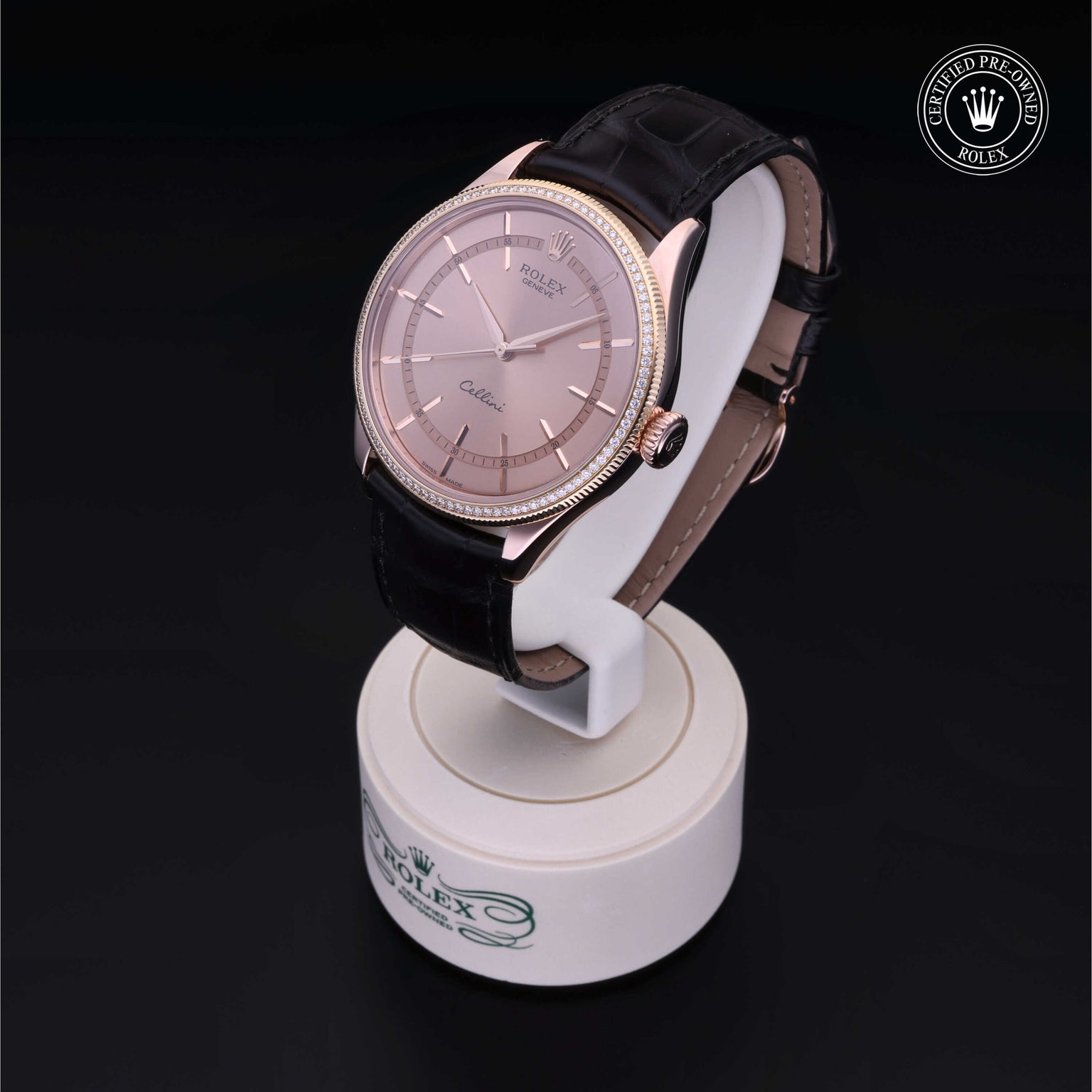Rolex Certified Pre-owned Cellini M50605RBR-0008 front on black background