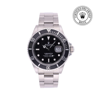 Rolex CPO Submariner M16610 front on white background