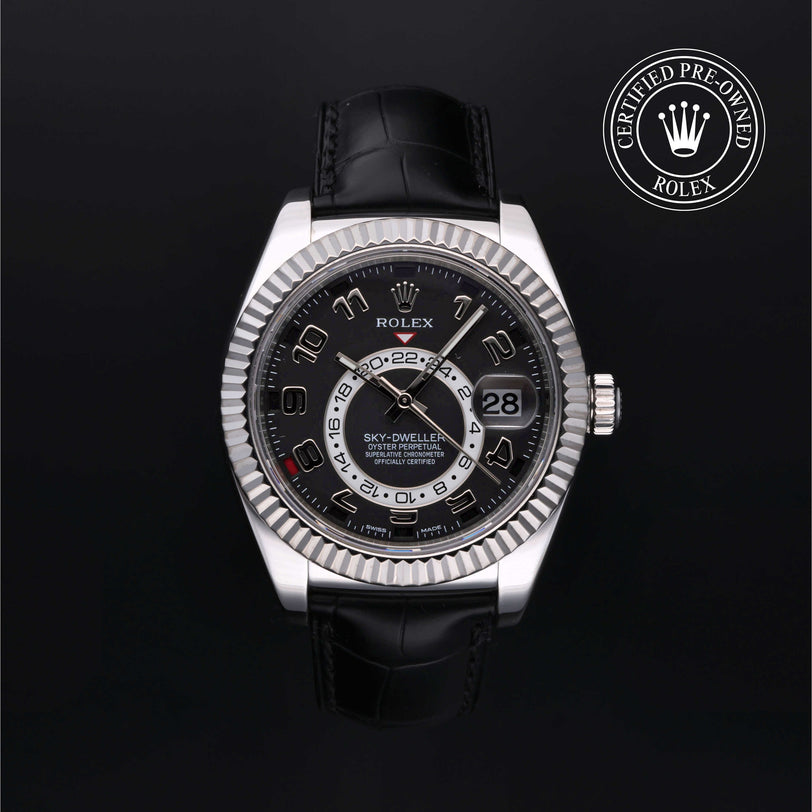 Rolex Certified Pre-owned Sky-Dweller M326139-0003 front on black background