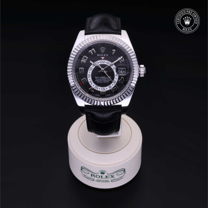 Rolex Certified Pre-owned Sky-Dweller M326139-0003 front on black background