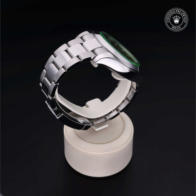 Rolex Certified Pre-owned Milgauss M116400GV-0001 front on black background