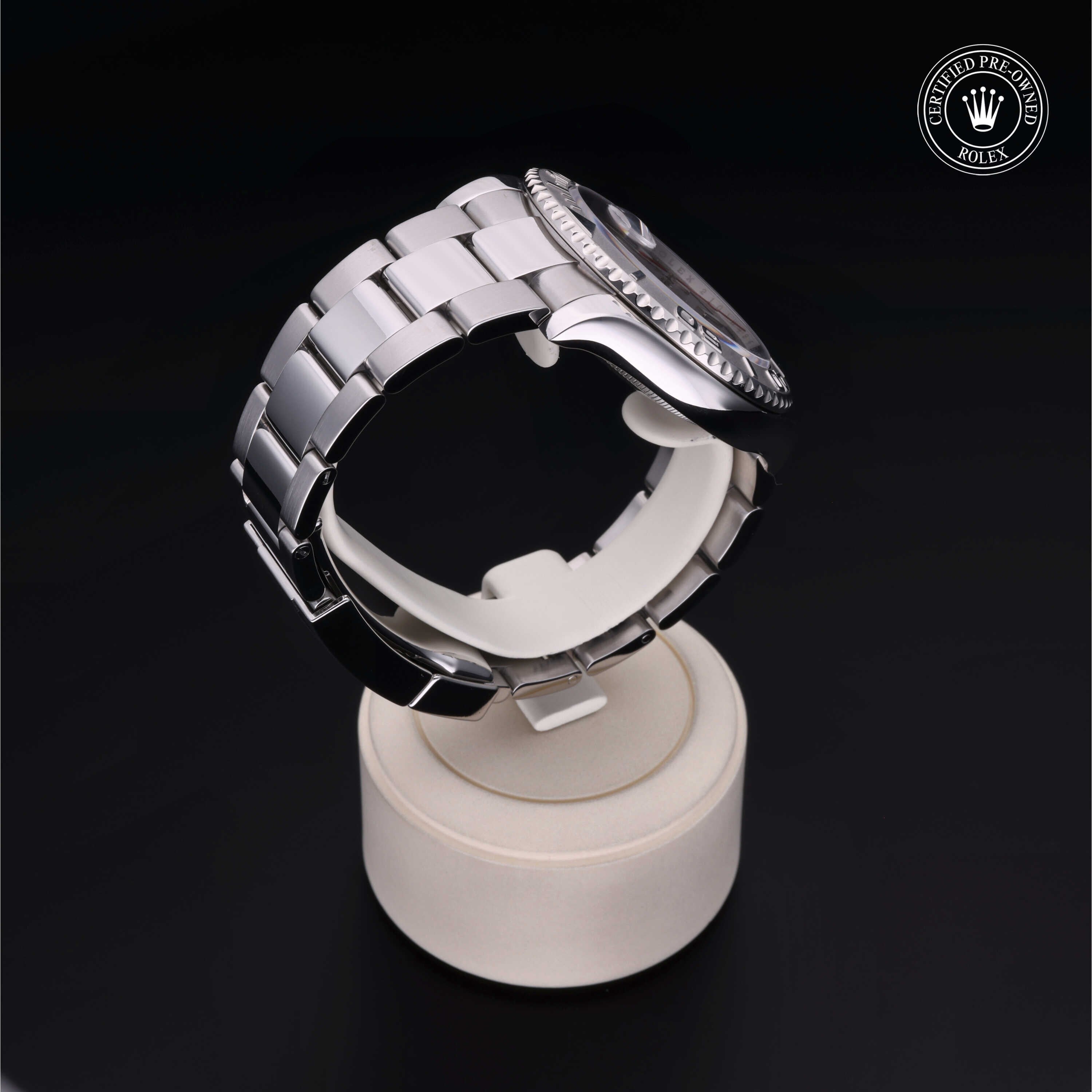 Rolex Certified Pre-owned Yacht-Master M116622-0002 front on black background